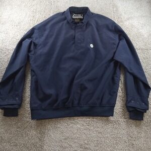 Zero Restriction Jacket‎ Mens Large Navy Blue Performance Nylon Golf Pullover *